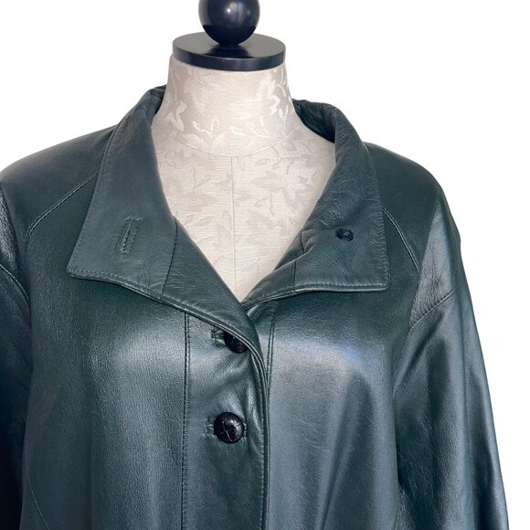 Llonardos Vintage Womens Jacket Size Large Green Leather Pockets Canada - Picture 5 of 12